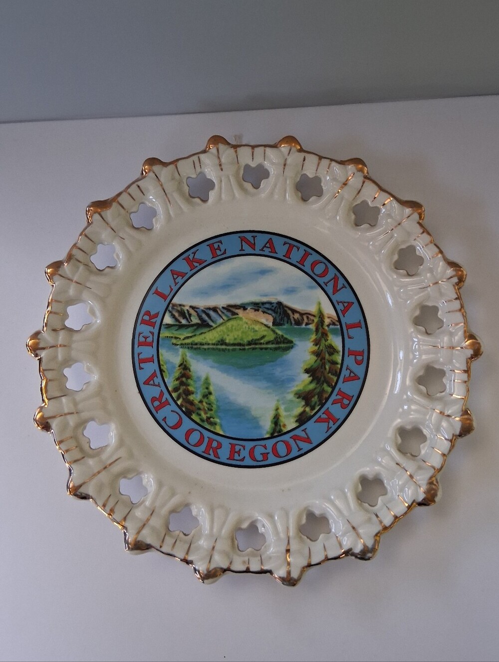 Crater Lake National Park Decorative Oregon Collector Plate - Blue/White/Gold